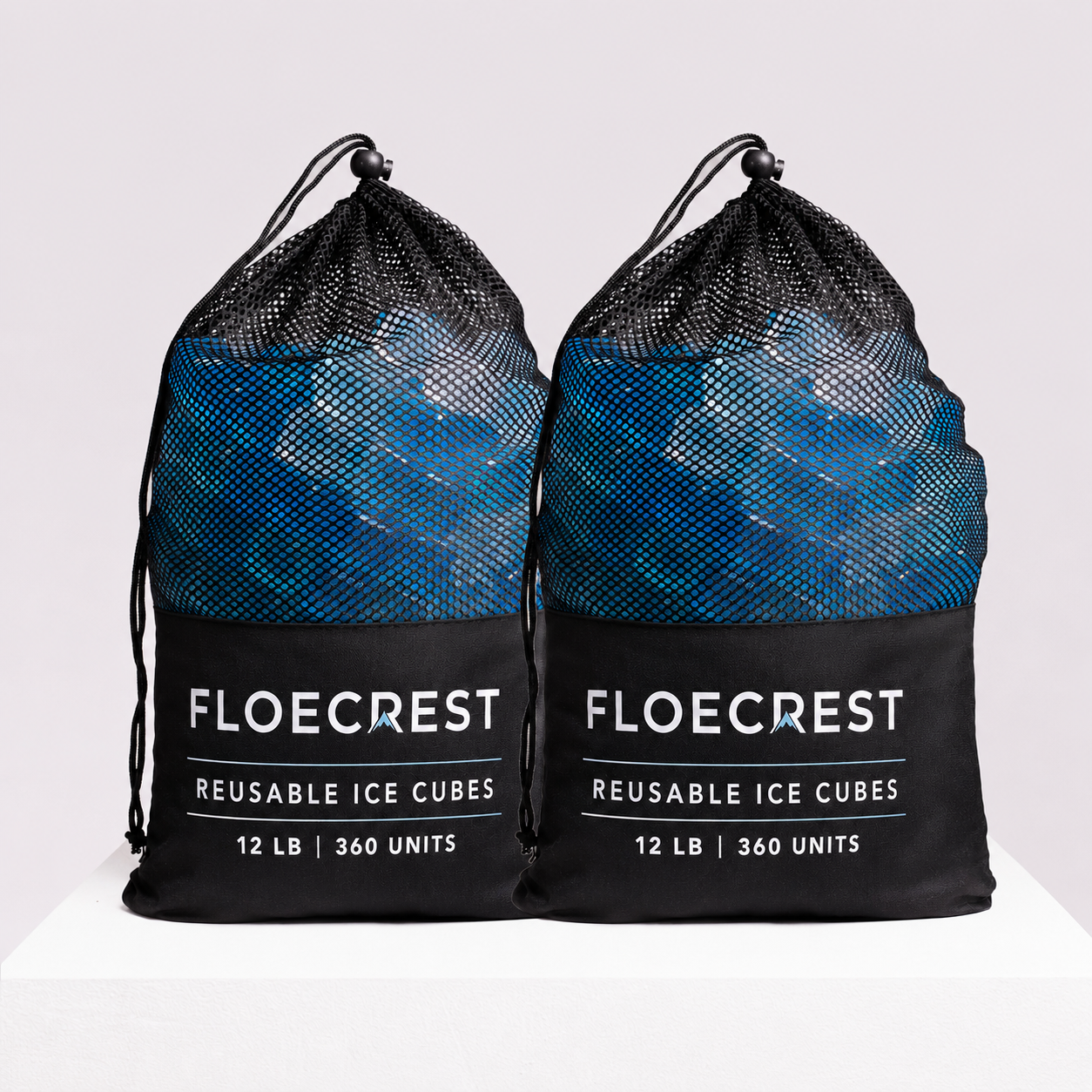 FLOECREST Blue Reusable Ice Cubes with Mesh Storage Bag – 12LB（360 PCS）