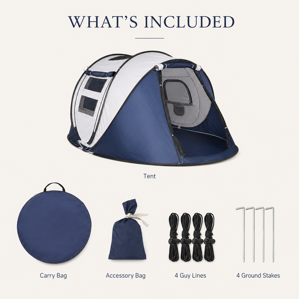 FLOECREST 4-Person Instant Pop-Up Camping Tent with Carry Bag