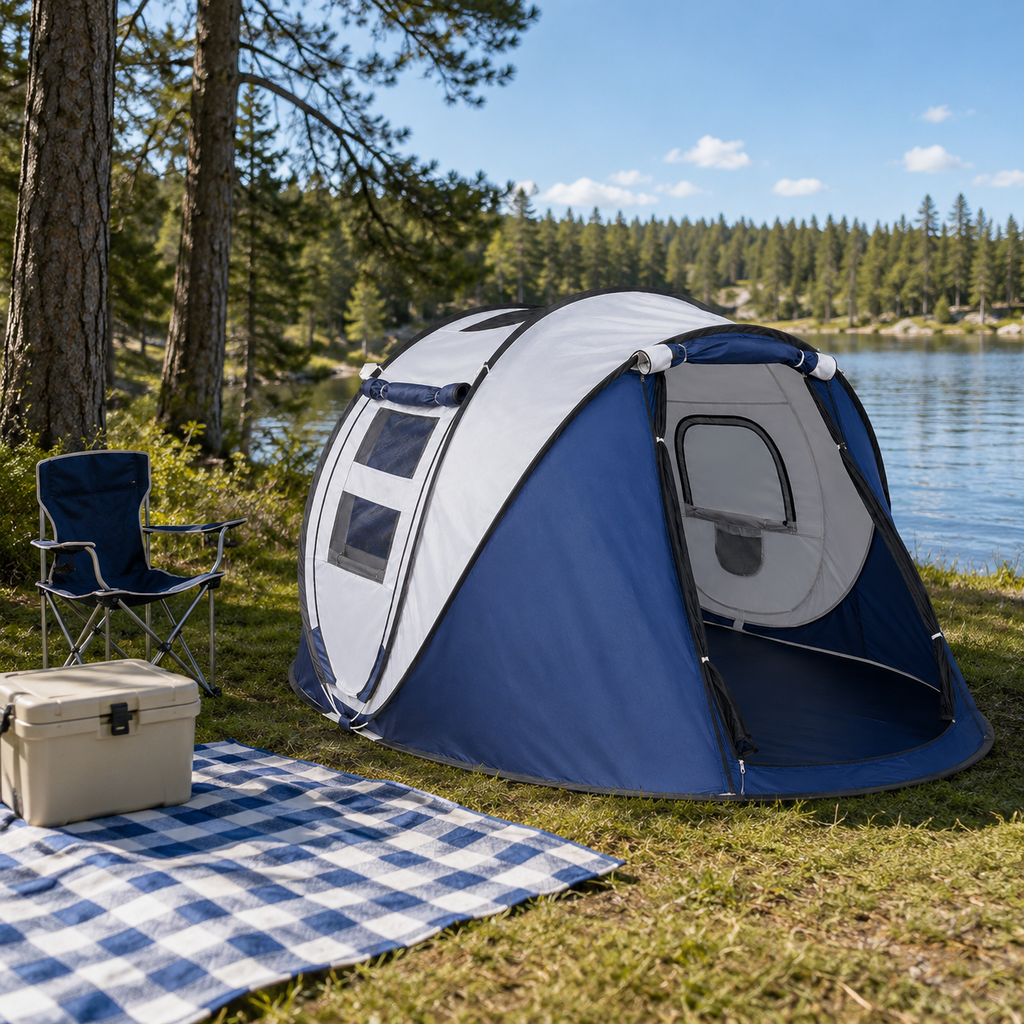 FLOECREST 4-Person Instant Pop-Up Camping Tent with Carry Bag