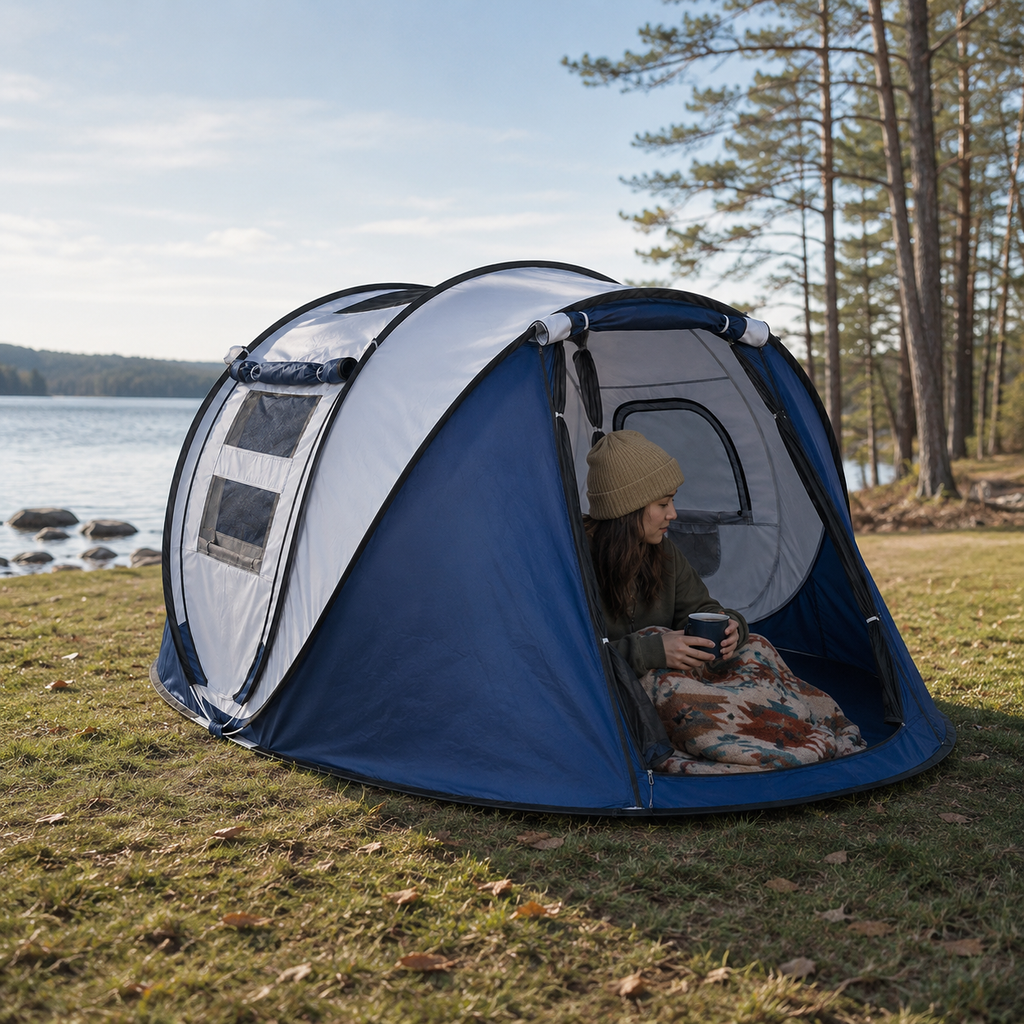 FLOECREST 4-Person Instant Pop-Up Camping Tent with Carry Bag