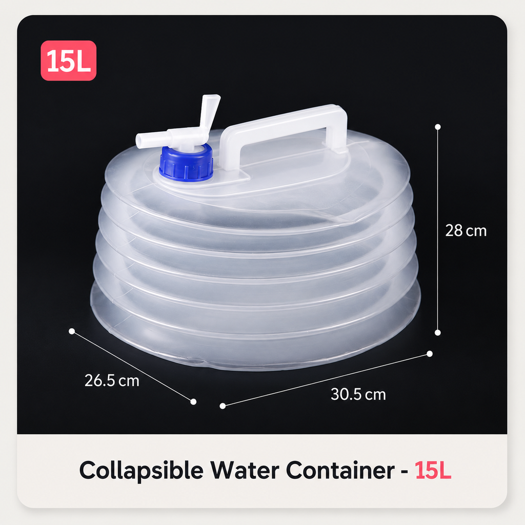 Pack-Flat Collapsible Water Container with Built-In Top Spigot
