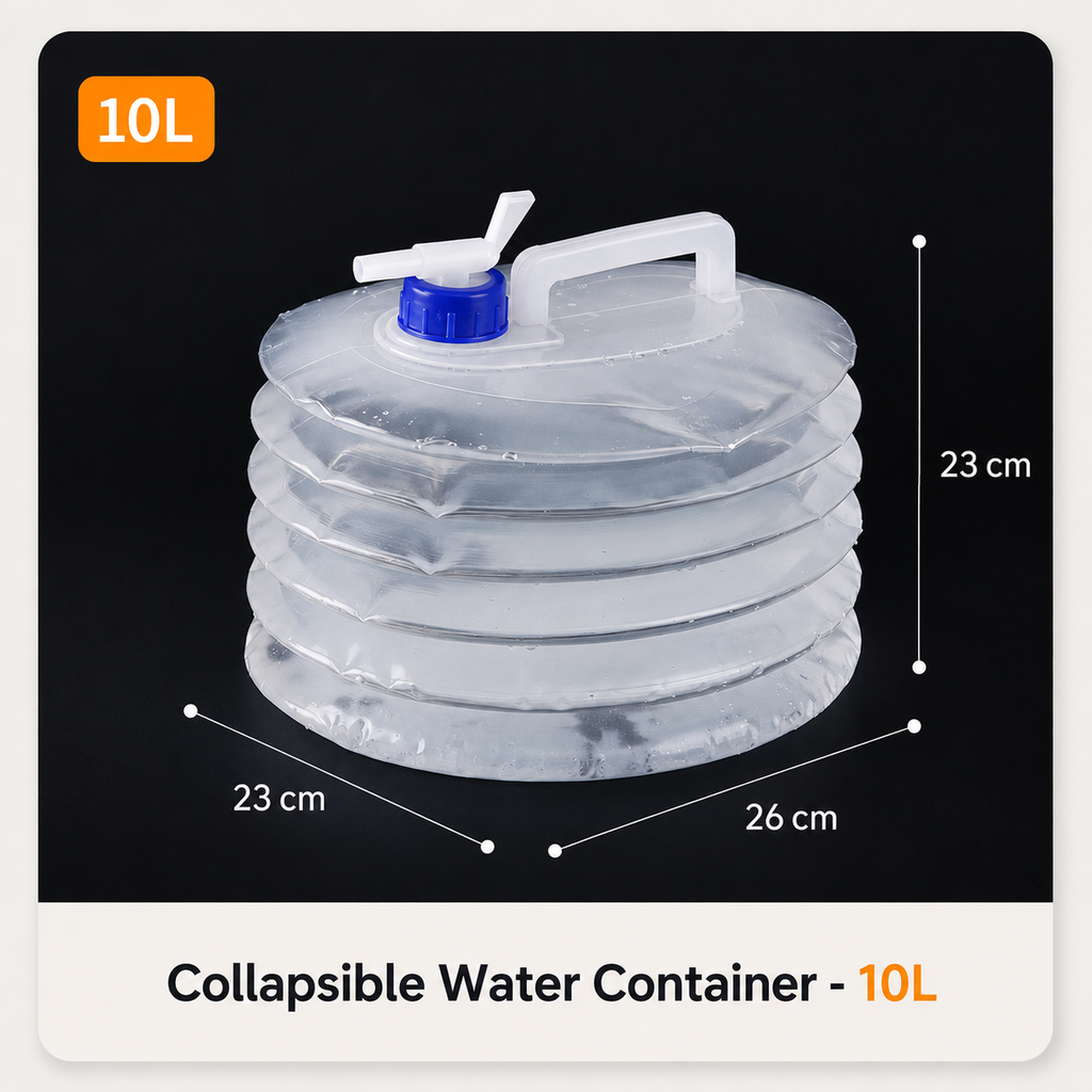 Pack-Flat Collapsible Water Container with Built-In Top Spigot