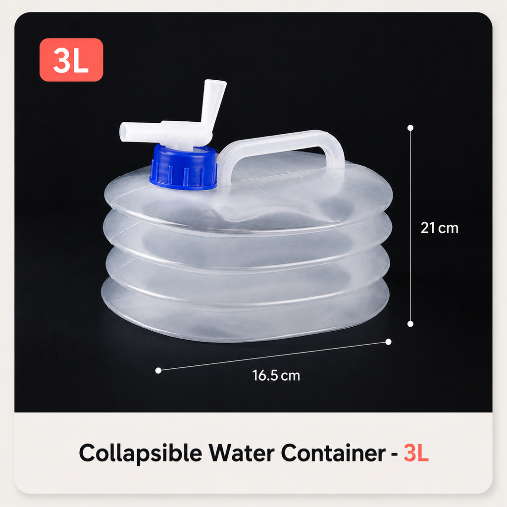 Pack-Flat Collapsible Water Container with Built-In Top Spigot