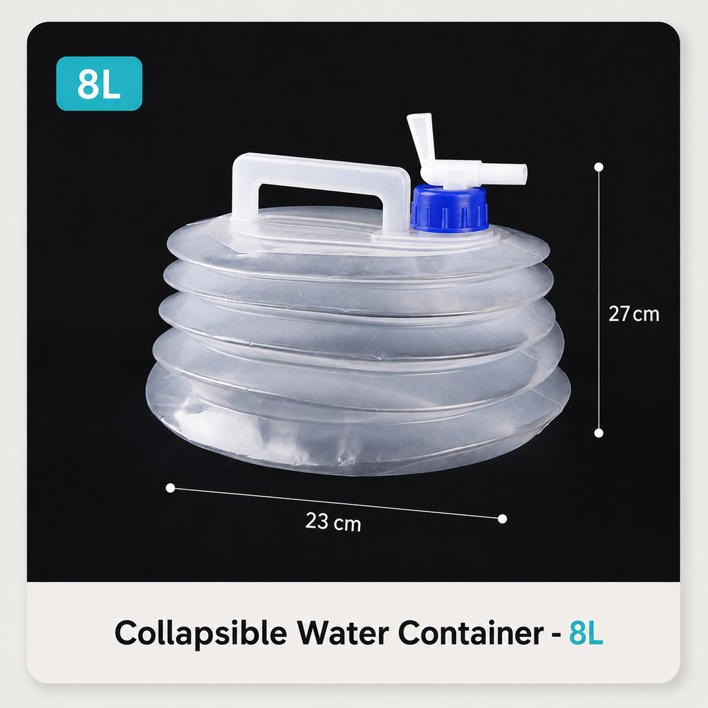 Pack-Flat Collapsible Water Container with Built-In Top Spigot