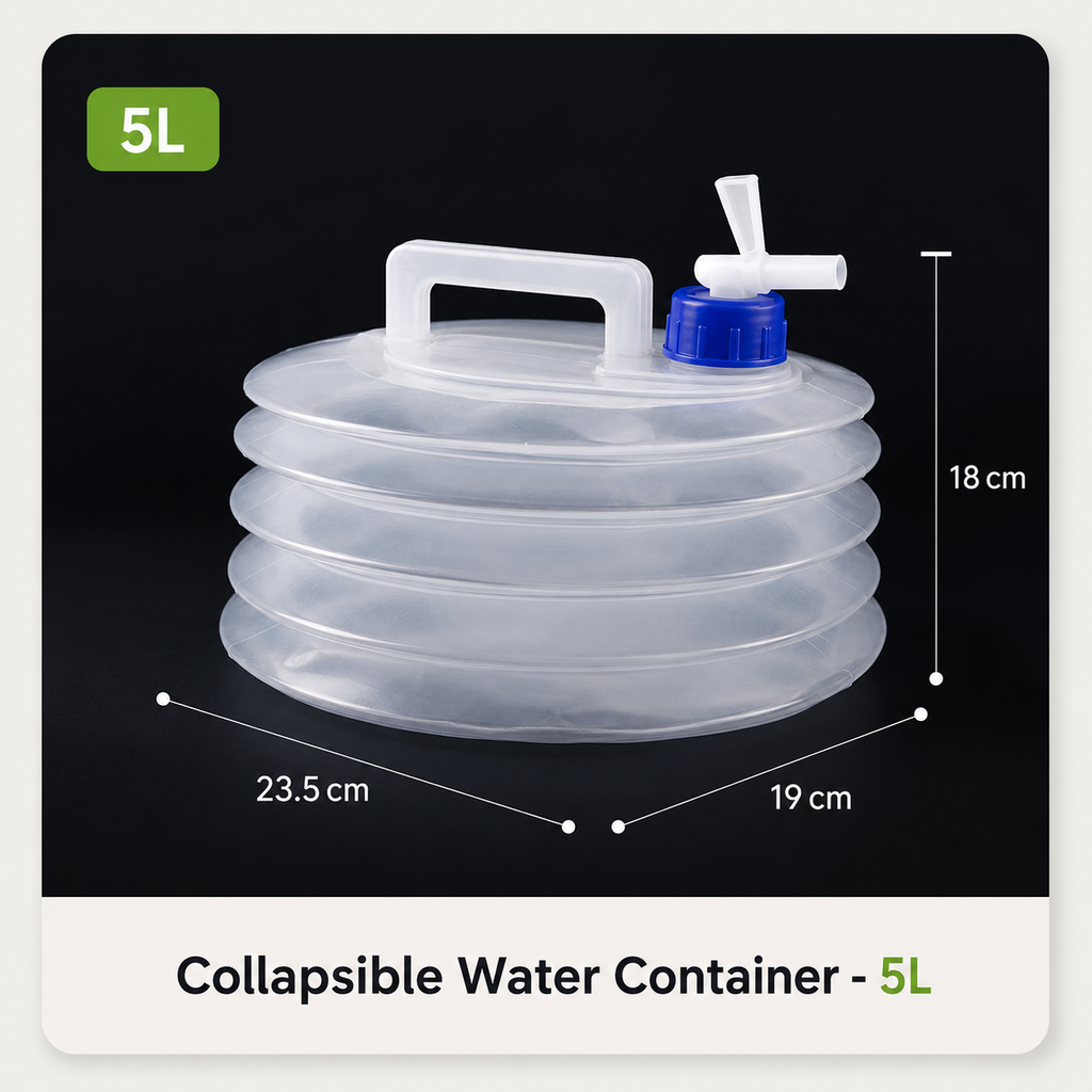 Pack-Flat Collapsible Water Container with Built-In Top Spigot