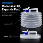 Pack-Flat Collapsible Water Container with Built-In Top Spigot