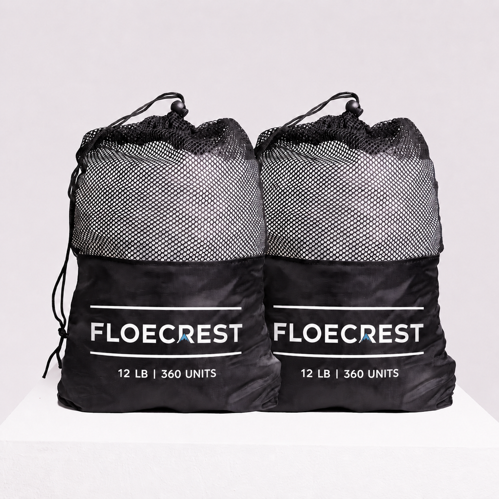 FLOECREST Clear Reusable Ice Cubes with Mesh Storage Bag – 12LB（360 PCS）
