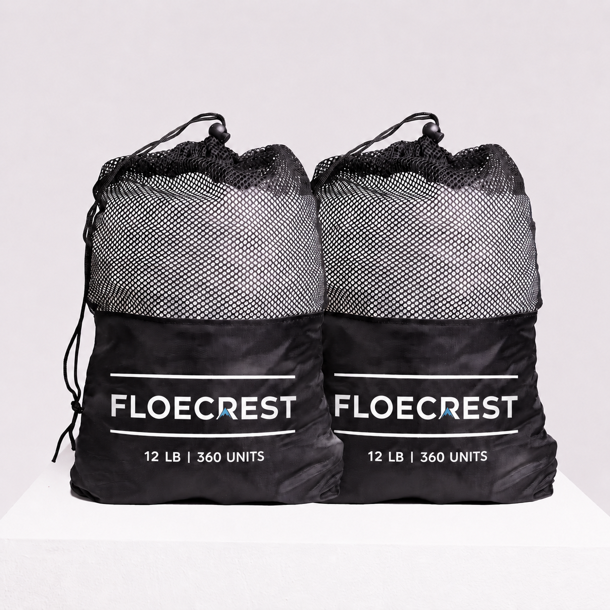 FLOECREST Clear Reusable Ice Cubes with Mesh Storage Bag – 12LB（360 PCS）