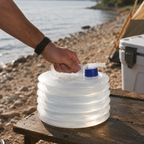 Pack-Flat Collapsible Water Container with Built-In Top Spigot
